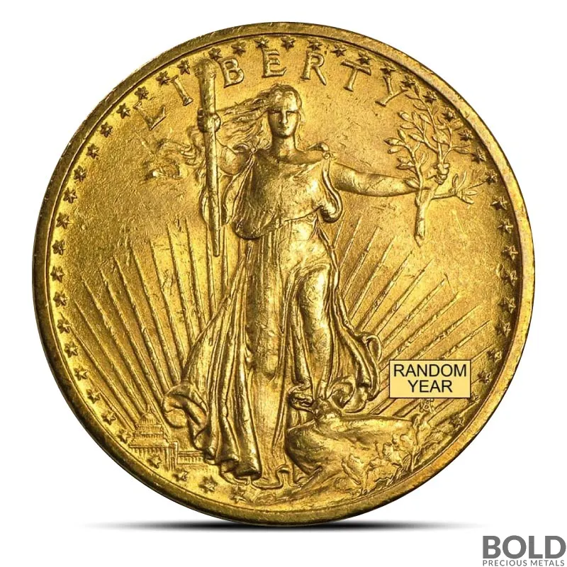 $20 Saint Gaudens Gold Double Eagle Coin (VF, Random)