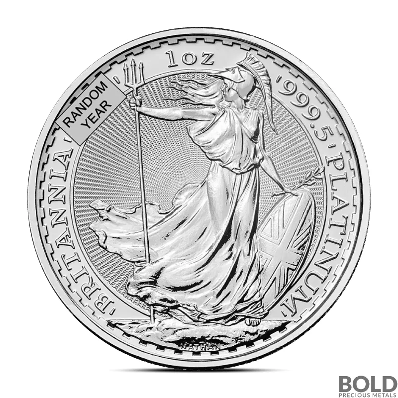 1 oz British Platinum Britannia Coin (BU, Random Year)