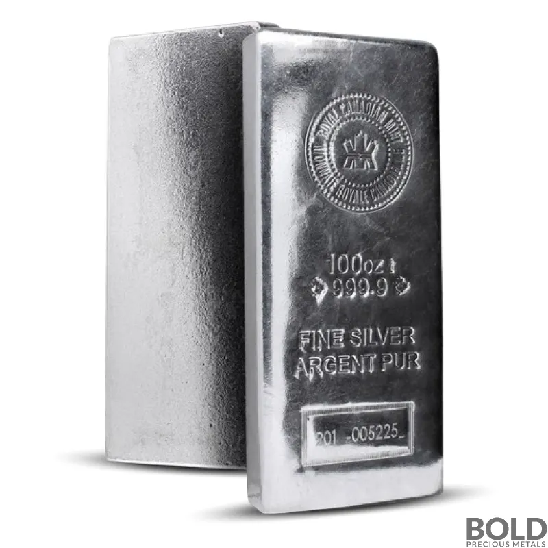100 oz RCM Design of Silver Bar (Any Mint)