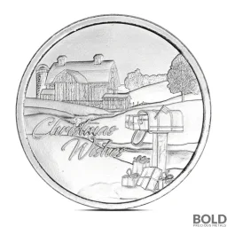1 oz Christmas Barn Holiday Wishes Silver Round (Impaired)