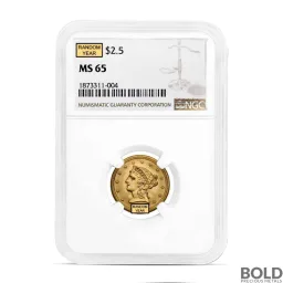 $2.50 Liberty Eagle Gold Quarter (Random Year, MS65 NGC/PCGS)