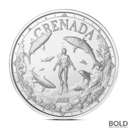 2024 1 oz EC8 Grenada Shark Diver Silver Coin (BU)