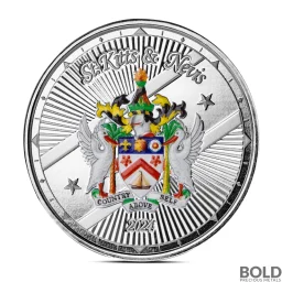 2024 1 oz EC8 St Kitts & Nevis Coat of Arms Silver Coin (Proof, Colored)