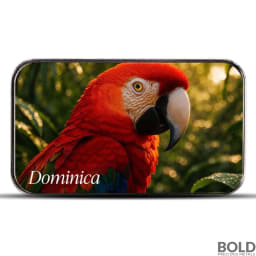 2025 1 oz EC8 Dominica Scarlet Macaw Silver Bar (Proof, Colored)