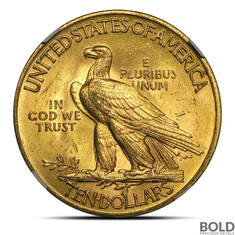 $10 Indian Gold Eagle Coin (MS64, NGC or PCGS, Random)