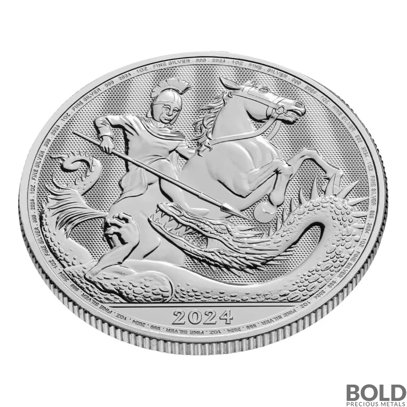 2024年 セントジョージ&ドラゴン 5ポンド 銀貨 NGC PF69 UC