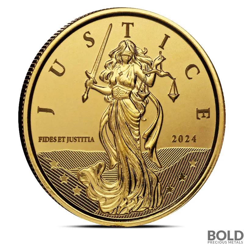 2024 1 oz Gibraltar Lady Justice Gold Coin (BU)