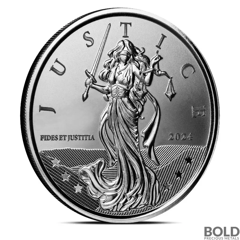2024 1 oz Gibraltar Lady Justice Silver Coin (BU)