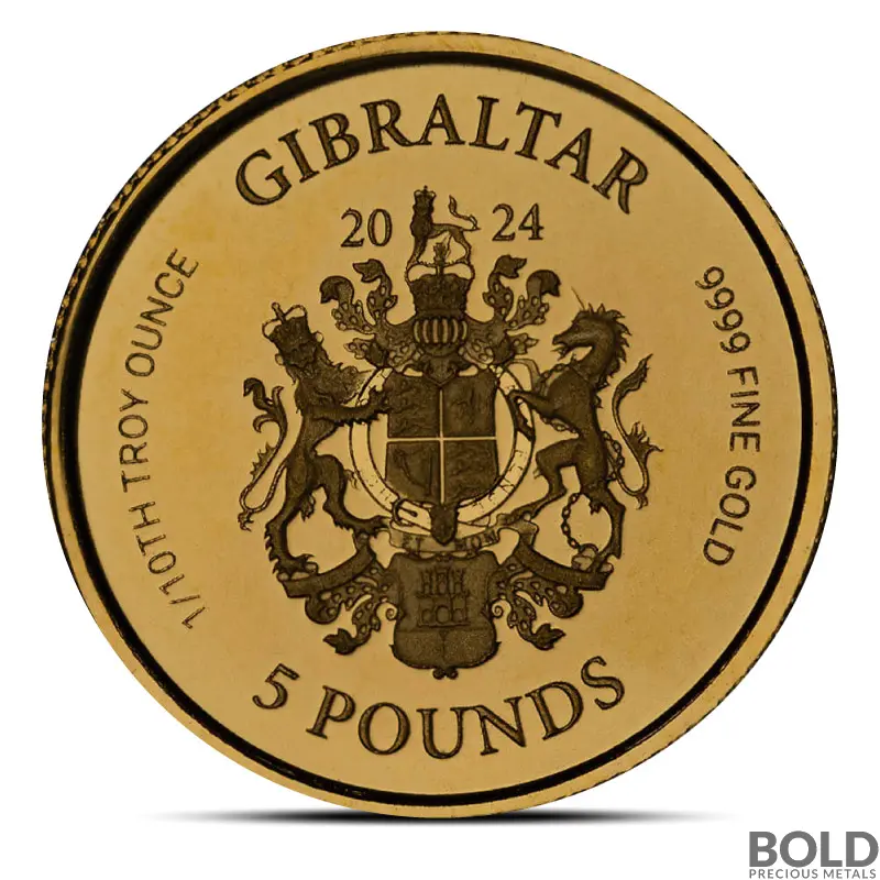 2024 1/10 oz Gibraltar Lady Justice Gold Coin (BU)