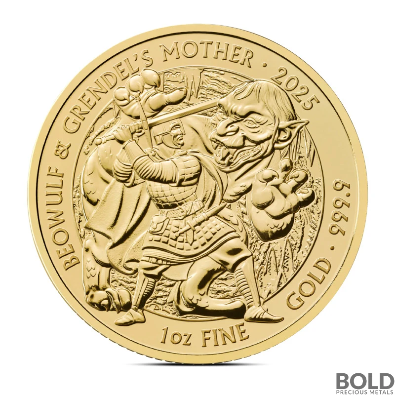2025 1 oz British Beowulf & Grendel's Mother Gold Coin (BU)