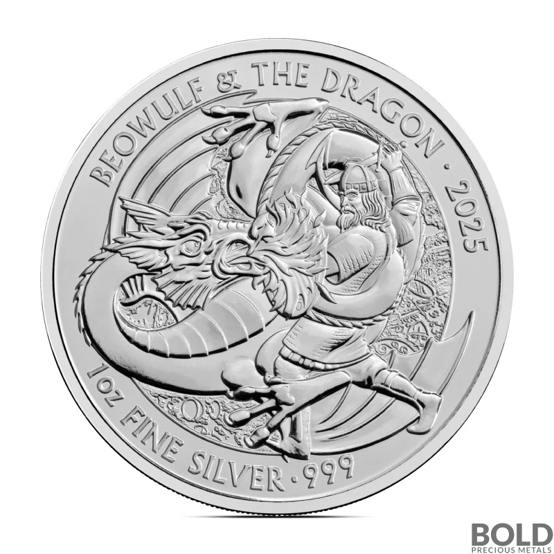 銀盃 2025 1 oz British Beowulf & the Dragon Silver Coin (BU)