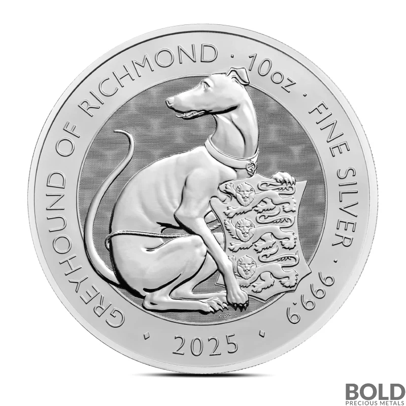 NGC MS69DPL 2025 英国5PD グレイハウンド・オブ・リッチモンド 2025 10 oz British Tudor Beasts: Greyhound of Richmond Silver Coin