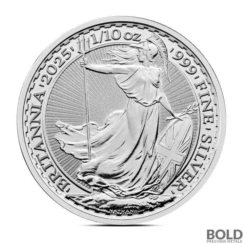 2025 1/10 oz British Britannia Silver Coin BU - Tube of 16