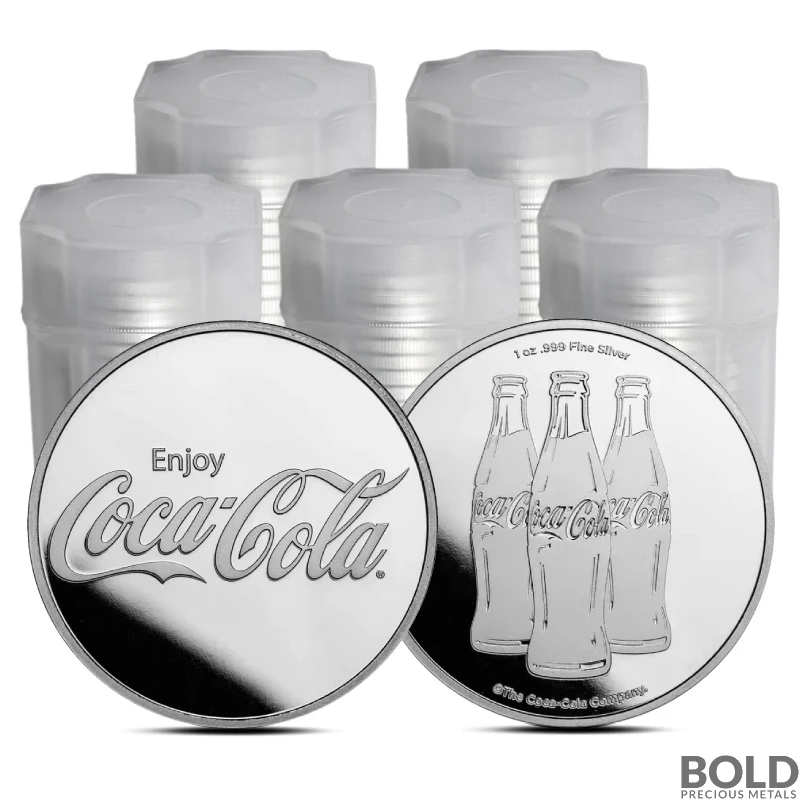 Lot of 100 - 1 oz Coca Cola Silver Round .999 Fine (5 Tube of 20)