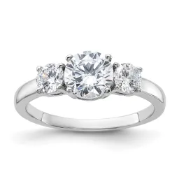 Sterling Silver Rhodium-finished 3 Stone Cubic Zirconia Ring