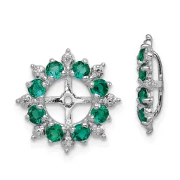 Sterling Silver Diamond and Lab-Created Emerald Earring Jackets 15mm, May Birthstone
