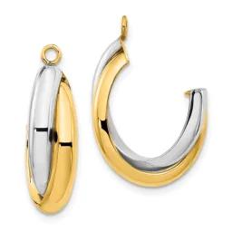 14K Two-Tone Gold Double J-Hoop Earring Jackets 20mm