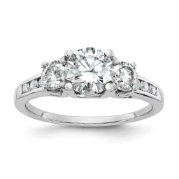 14kw Three Stone with Side Stones Moissanite Ring