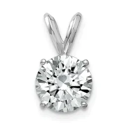 14K White Gold Round Moissanite Solitaire Pendant 2 ct tw 8mm