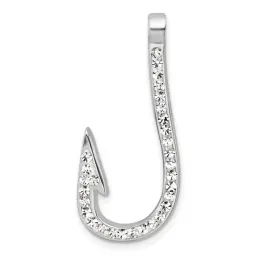 Sterling Silver Crystal Hook Pendant 28mm