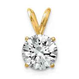 14K Yellow Gold Round Moissanite Solitaire Pendant 2 ct tw 8mm