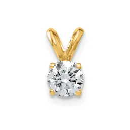 14K Yellow Gold Round Moissanite Solitaire Pendant 1/2 ct tw 5mm, D-E-F Color