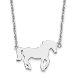 Sterling Silver Rhodium-finished Polished Horse w/ 2in ext Necklace