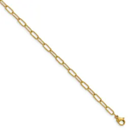 Stainless Steel Gold-Tone Elongated Open Link Paperclip Bracelet 6.5 in with 1 in Extender - Chisel