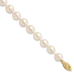 14k 7-8mm White Round Saltwater Akoya Cultured Pearl 8 inch Bracelet (0.29 Grams)