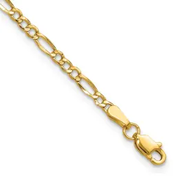 14k 2.5mm Semi-Solid Figaro Chain