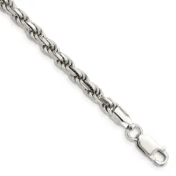 Sterling Silver Rhodium-finished 4.6mm Diamond-cut Rope Chain