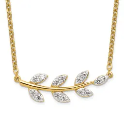 14k 3/8 carat Lab Grown Diamond VS/SI+ G+ Branch with Leaves 18 inch Necklace