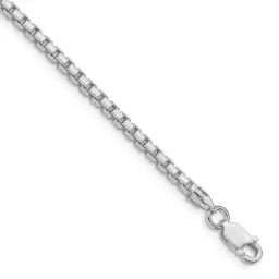 Sterling Silver Rhodium-finished 2.5mm 8 Sided Diamond-cut Box Chain