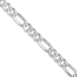 Sterling Silver Rhodium-finished 8mm Pav? Flat Figaro Chain (46.96 Grams)