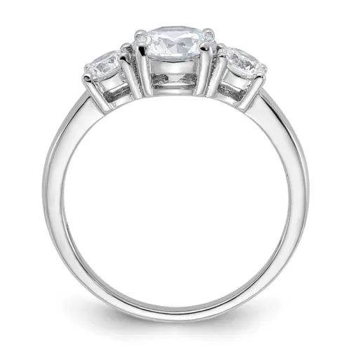 Sterling Silver Rhodium-finished 3 Stone Cubic Zirconia Ring
