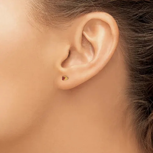 14K Gold Crystal Stud Earrings 3mm, July Birthstone - Inverness