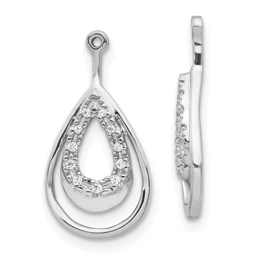 10K White Gold Double Teardrop Diamond Earring Jackets 19mm