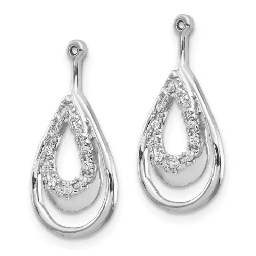 10K White Gold Double Teardrop Diamond Earring Jackets 19mm