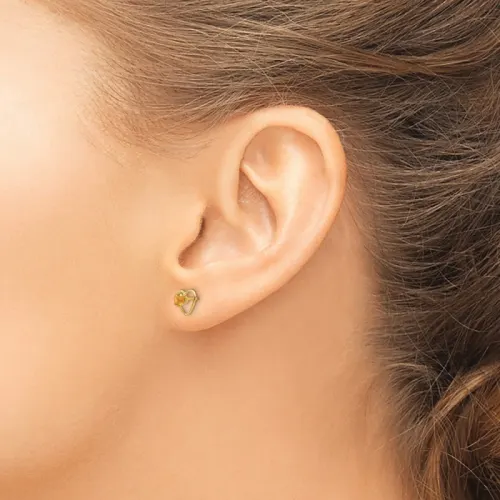 Kids' 14K Gold Citrine Heart Stud Earrings 3mm, November Birthstone - Madi K