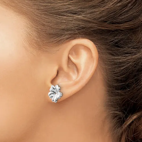 14K White Gold Floral Earring Jackets 11mm