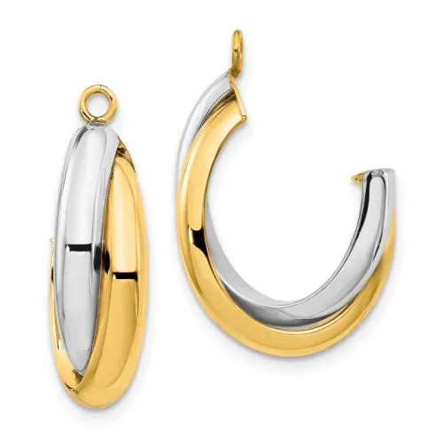 14K Two-Tone Gold Double J-Hoop Earring Jackets 20mm