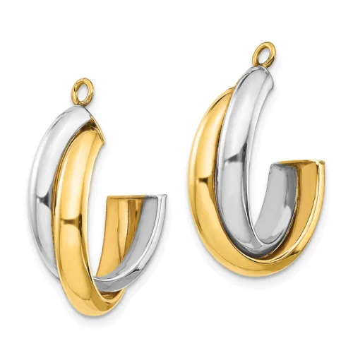 14K Two-Tone Gold Double J-Hoop Earring Jackets 20mm