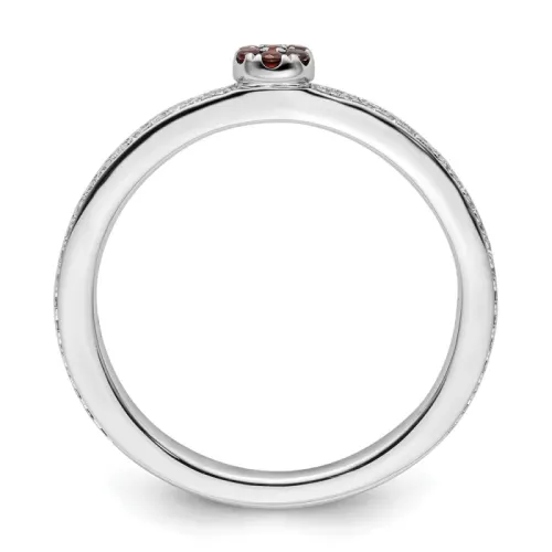 14k White Gold Stackable Expressions Garnet and Diamond Ring