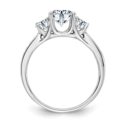 14kw Three Stone with Side Stones Moissanite Ring