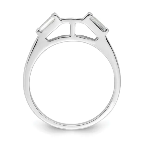 Sterling Silver Rhodium-finished CZ Two Piece Wedding Set Ring