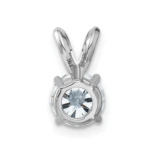 14K White Gold Round Moissanite Solitaire Pendant 2 ct tw 8mm