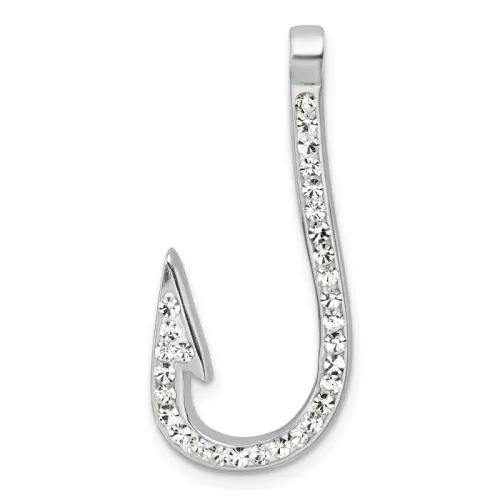 Sterling Silver Crystal Hook Pendant 28mm