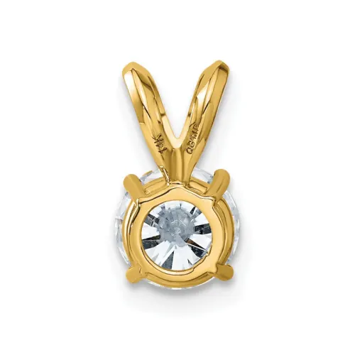 14K Yellow Gold Round Moissanite Solitaire Pendant 2 ct tw 8mm