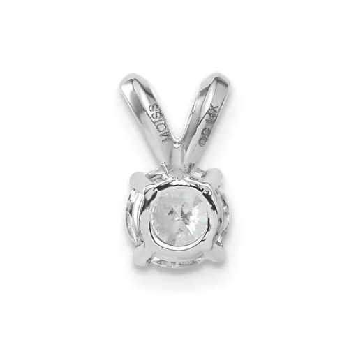 14K White Gold Round Moissanite Solitaire Pendant 1/2 ct tw 5mm