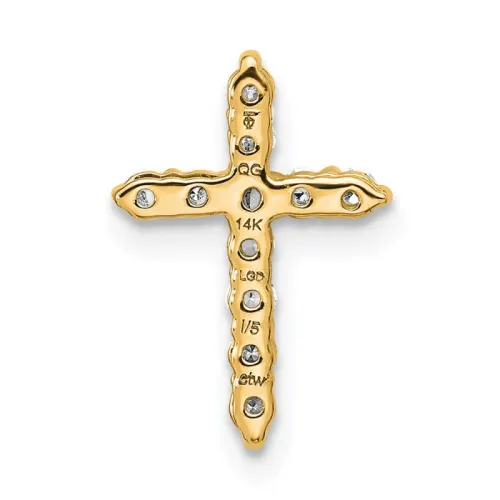 14K Gold Lab-Grown Diamond Cross Pendant 18.19mm